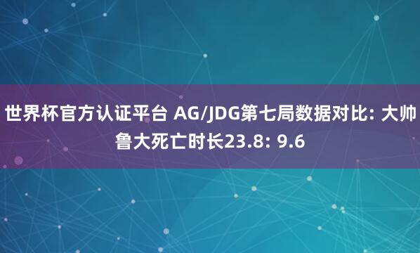 世界杯官方認證平臺 AG/JDG第七局數據對比: 大帥魯大死亡時長23.8: 9.6