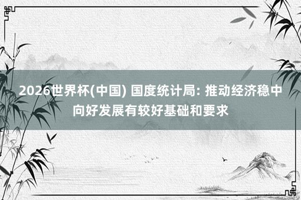 2026世界杯(中國) 國度統計局: 推動經濟穩中向好發展有較好基礎和要求
