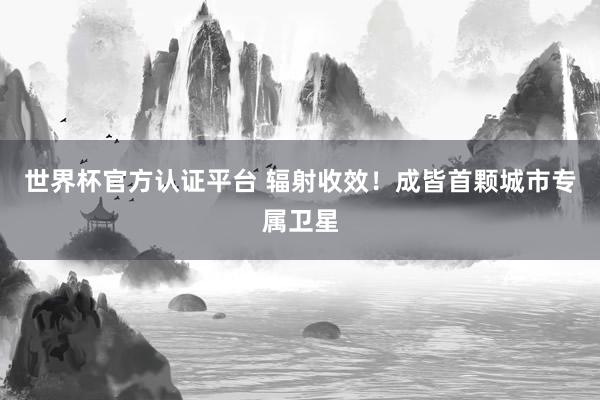 世界杯官方認證平臺 輻射收效！成皆首顆城市專屬衛星