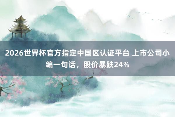 2026世界杯官方指定中國區認證平臺 上市公司小編一句話，股價暴跌24%