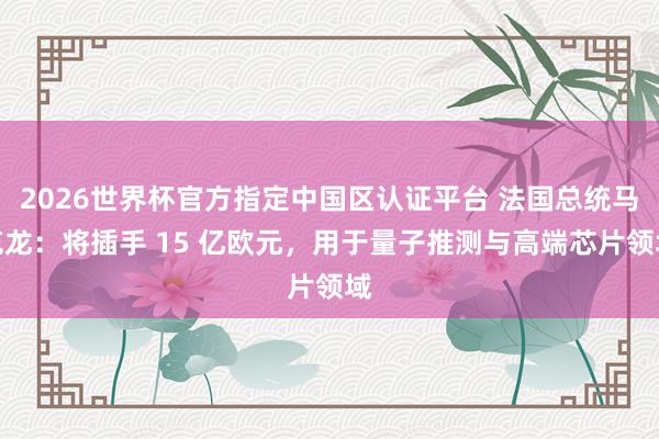 2026世界杯官方指定中國區認證平臺 法國總統馬克龍：將插手 15 億歐元，用于量子推測與高端芯片領域