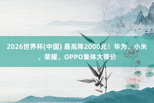 2026世界杯(中國) 最高降2000元！華為、小米、榮耀、OPPO集體大降價