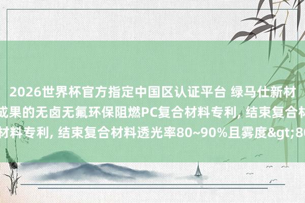 2026世界杯官方指定中國區(qū)認證平臺 綠馬仕新材料科技央求具有光擴散成果的無鹵無氟環(huán)保阻燃PC復合材料專利， 結(jié)束復合材料透光率80~90%且霧度>80%
